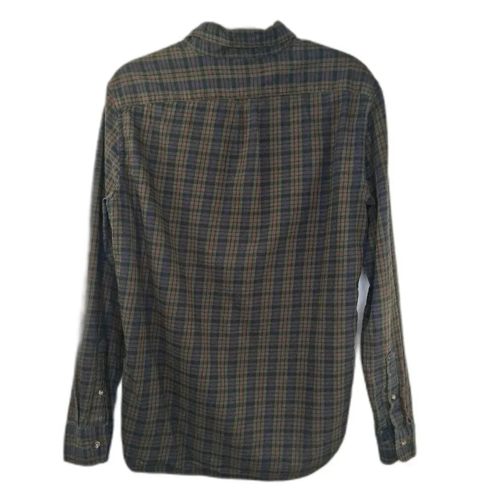 J Crew Brushed Twill Flannel Shirt Men's Plaid Tartan Size M Slim